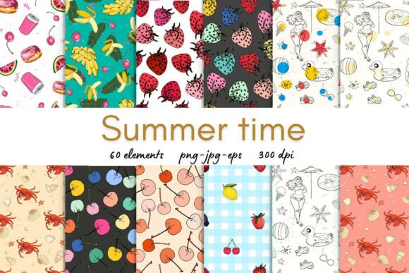60 Summer Seamless Patterns -PNG JPG EPS: A Versatile Design Resource for Creative Projects