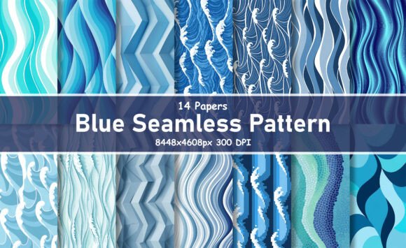 Abstract Blue Seamless Patterns Bundle