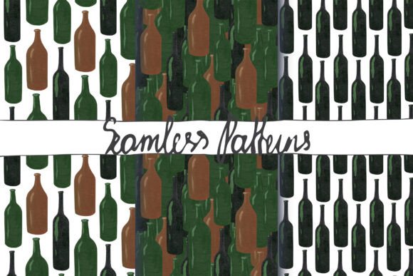 Beer and Wine Bottles Seamless Patterns
