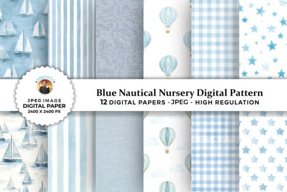 Blue Nautical Nursery Digital Patterns: A Versatile Resource for Modern Creatives