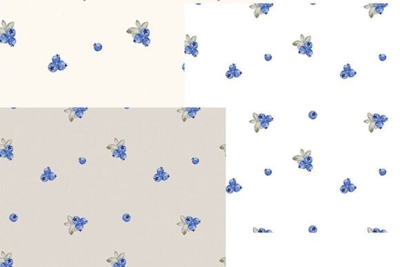Blueberries Surface Patterns, 3 Colors for Fabric Printing