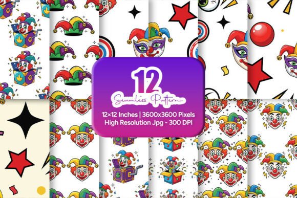 Clown Circus Seamless Patterns Bundle
