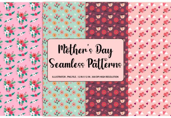 Cute Mother's Day Seamless Patterns