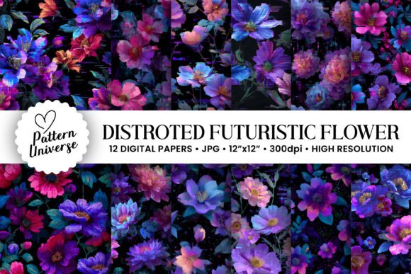 Distorted Futuristic Flowers Patterns: A Creative Revolution in Digital Design