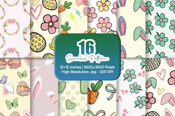 Easter Floral Bunny Seamless Patterns for Creative Projects