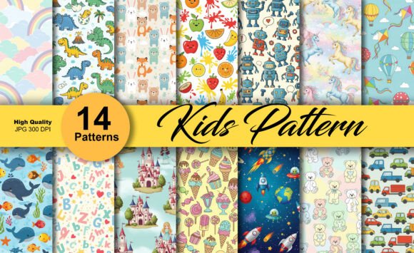 Kids Patterns Dinosaurs, Robots Bundle: Creative Designs for Every Project