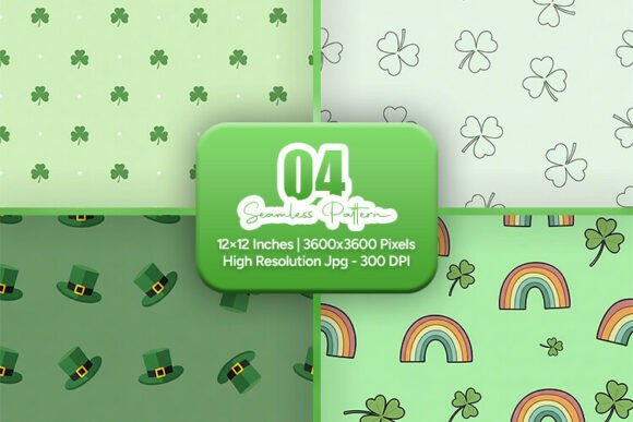 Lucky Clover Hat Seamless Patterns