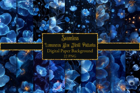 Luminous Blue Floral Seamless Patterns: A Strategic Design Resource for Creative Professionals