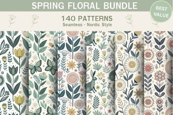 Nordic Spring Floral Bundle 140 Patterns