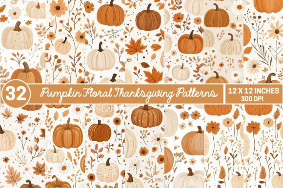 Pumpkin Floral Thanksgiving Patterns