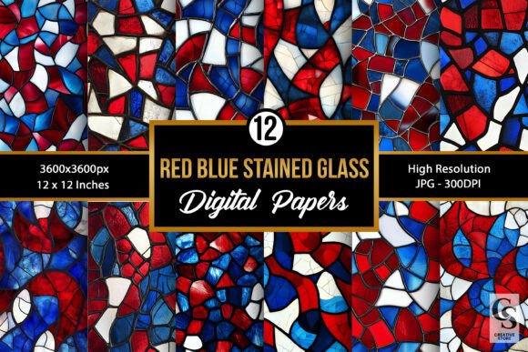 Red Blue Stained Glass Patterns