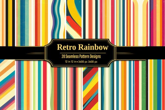 Retro Rainbow Stripe Seamless Patterns