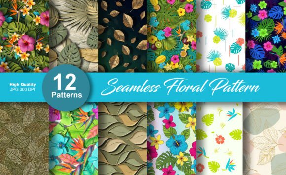 Tropical Floral Seamless Patterns Set