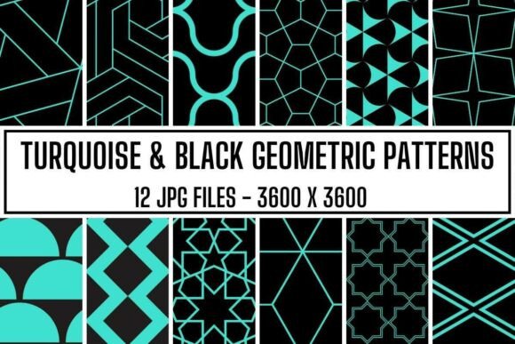 Turquoise Black Geometric Patterns