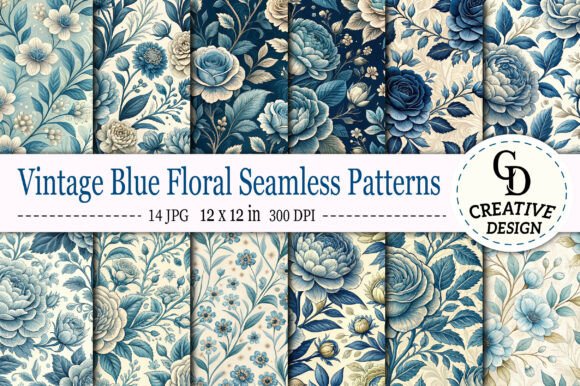 Vintage Blue Floral Seamless Patterns: A Strategic Design Resource for Modern Creatives