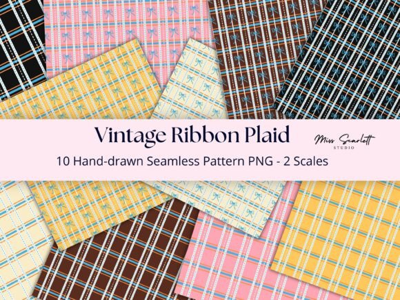Vintage Ribbon Plaid Seamless Patterns: A Timeless Addition to Your Creative Projects